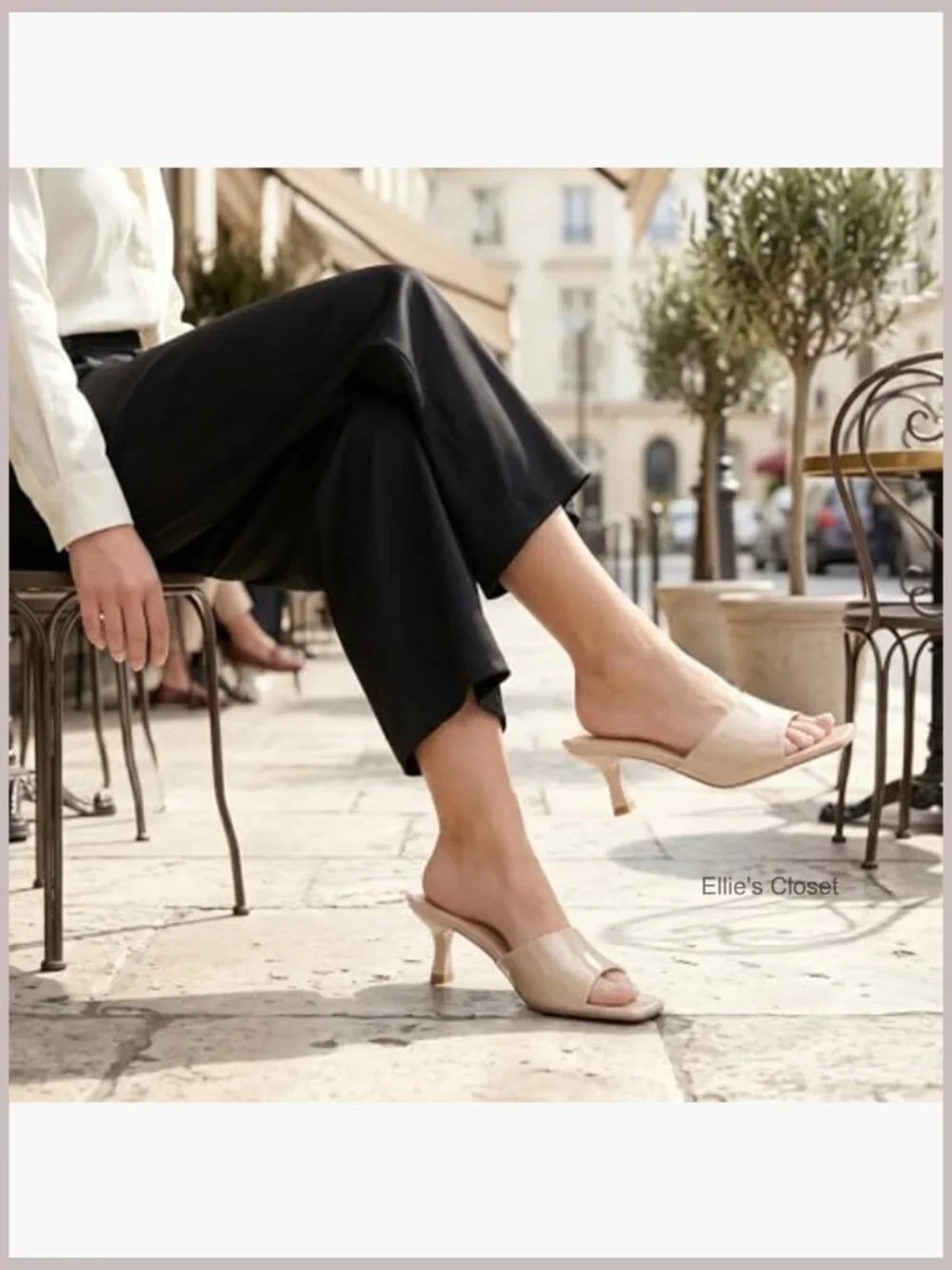 Kitten Heels Sandals Square Open Toe Stiletto 2 Inch Low Heel Mules Dressy